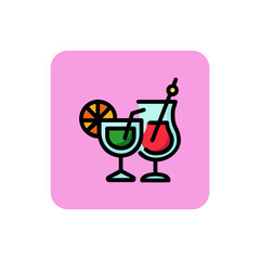 Poster - Icon of two cocktails. Lemon, straw, olive. Cocktail and celebration concept. Can be used for topics like festival, lounge, party.