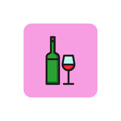 Canvas Print - Icon of wine bottle and glass. Wineglass, winery, dinner. Celebration and drinks concept. Can be used for topics like restaurant, holiday, bar.