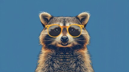 Wall Mural - A raccoon wearing glasses and sunglasses