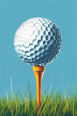 Wall Mural - A golf ball is sitting on a tee in a field of grass