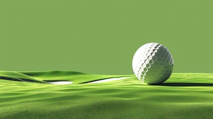 Wall Mural - A white golf ball is sitting on a green grass field