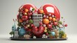 Inspirational 3D clipart of a heart surrounded by healthcare and wellness icons