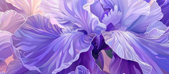 Canvas Print - A closeup of a purple flower with violet and electric blue petals in a painting, showcasing the intricate beauty of a flowering plant