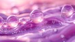   A cluster of bubbles bobbing atop a violet-colored body of water with more bubbles rising from below