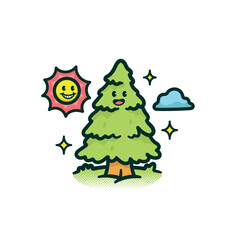 Sticker - vector illustration of a cute design of a pine tree