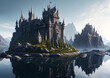 Medieval fantasy castle on the mountain, Generative AI