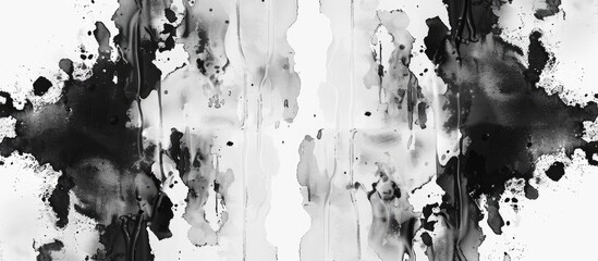 Wall Mural - A monochrome blackandwhite ink splash on a white background, showcasing a stylish artistic touch in monochrome photography and visual arts