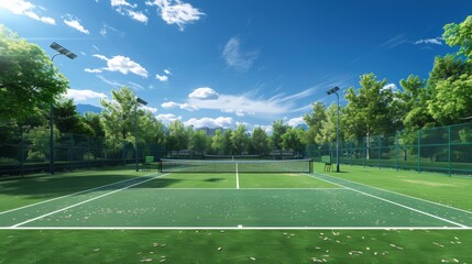 tennis court, view from the corner