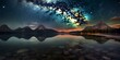 Starry Explosion over Peaceful Mountain Lake Reflection