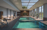 Fototapeta  - Swimming pool in modern hotel spa and wellness center