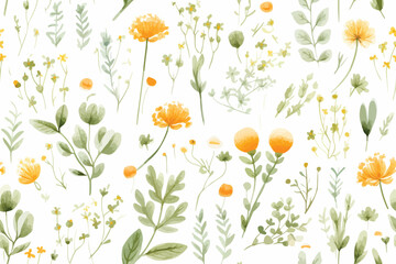 Wall Mural - Watercolor subtle floral seamless pattern, fabric design