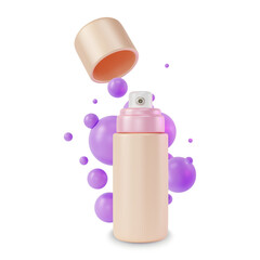 Poster - 3d Mist Pump Container Blank Cartoon Design Style Isolated on a White Background. Vector illustration of Bottle with Sprinkler for Thermal Water