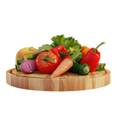 Wall Mural - Wooden cutting board with assorted vegetables