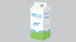 Vector Isolated Illustration of a Milk Box or Carton. Cow Milk vectorial illustration.