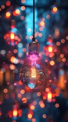 Sticker - Enchanting Illumination Vibrant Bokeh Lights in a Starry Night Sky