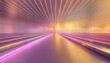 3d render abstract panoramic neon background bright purple violet pink lines glowing in ultraviolet light