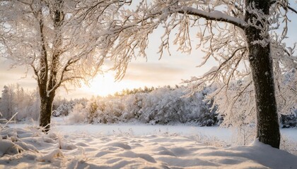 Wall Mural - frost and snow on branches beautiful winter seasonal background photo of frozen nature