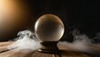 empty crystal ball for future prediction with smoke on dark background witch sphere for reading fate generative ai
