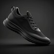 Blank black unisex sport shoes mockup, looped rotation, 3d rendering. Empty male and female casual sport shoes mock up rotating, isolated. Generative AI