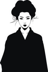 Wall Mural - Japanese woman in kimono, geisha, woman in  traditional Japan clothes vector illustration