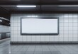A blank advertisement billboard in a subway station, ready to display marketing and public notices.