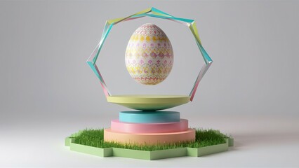 Easter eggs spring podium concept, geometry platform for product display