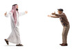 © Ljupco Smokovski - Full length profile shot of a saudi arab man meeting and greeting an elderly man