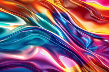 Canvas Print - illustration of colorful abstract background with multicolored shiny wavy surfaces