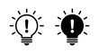 Exclamation mark with light bulb icon vector. Warning sign symbol