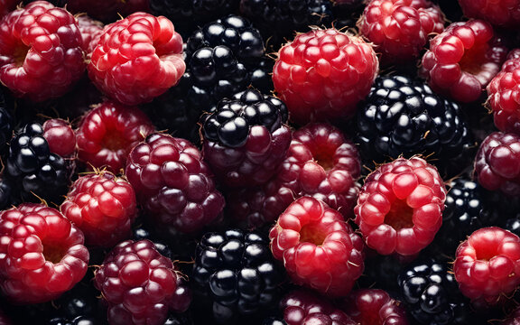Fresh ripe washed blackberries background