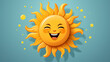 A cute and playful logo icon of a smiling sun.