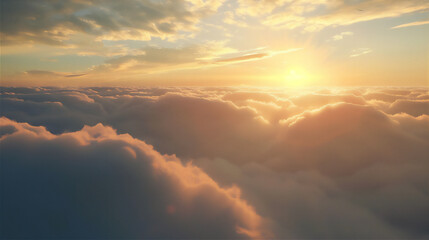 Wall Mural - dramatic sea of clouds in sunrise sky