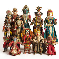 Sticker - A group arrangement of traditional Indian puppets