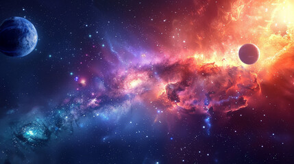 Wall Mural - A colorful galaxy with a red and blue cloud in the middle