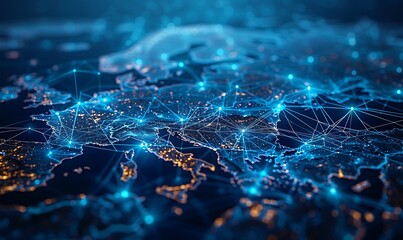 Poster - Scandinavian map, Innovating Global Connectivity Through Digital Mapping, Cyber Tech, and Information Exchange. Enhancing Northern Europe's Network Dynamics
