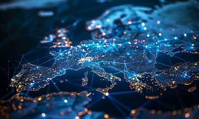 Poster - Scandinavian map, Innovating Global Connectivity Through Digital Mapping, Cyber Tech, and Information Exchange. Enhancing Northern Europe's Network Dynamics