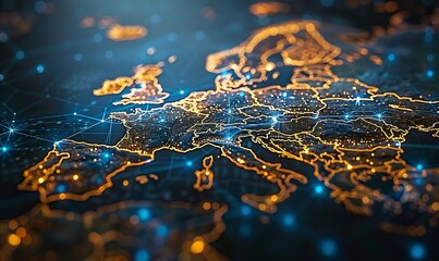 Poster - Scandinavian map, Innovating Global Connectivity Through Digital Mapping, Cyber Tech, and Information Exchange. Enhancing Northern Europe's Network Dynamics