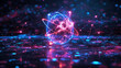 Atom Icon for science and chemistry, futuristic background