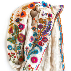 Poster - An appealing image featuring the artistry of Kantha embroidery on a shawl,