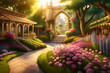 Unveiling Nature's Splendor: Journey through an Enchanted Garden Adorned with a Myriad of Blooming Flowers and Resplendent Flora with Generative AI 
