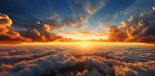 Landscape Amazing Light Of Nature Cloudscape Sky And Clouds Moving Away Rolling Colorful Dark Sunset Clouds Footage. Motion Graphics 