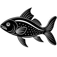 black and white fish, black fish, silhouette vector illustration,icon,svg,pet,goldfish characters,Holiday t shirt,Hand drawn trendy Vector illustration,fish on black background