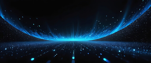 Blue blue spectrum lights tech black party club neon lights abstract wave technology background, black background. wide banner, poster, website, video editing, background. ai
