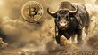 Bull and bitcoin, symbolizing bitcoin bullrun 
