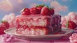 Delectable Strawberry Cake with Luscious Cream Frosting and Vibrant Fruit Garnish