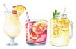 Summer cocktails watercolour food set