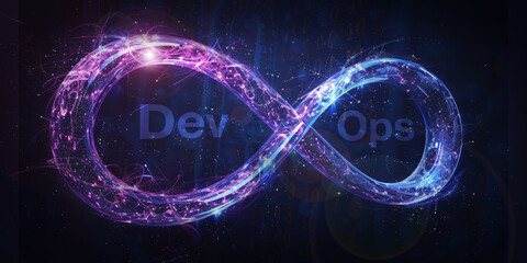 Wall Mural - infinity shape for devops business and marketing goals code data diagram create a digital marketing 