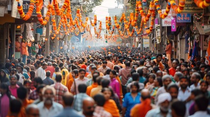 Indians celebrating gudi padwa street festival