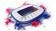 © stefanholm - Sketch of the studium Parc des Princes in Paris with some watercolor elements in the French flag colors.