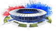 © stefanholm - Sketch of the studium Parc des Princes in Paris with some watercolor elements in the French flag colors.